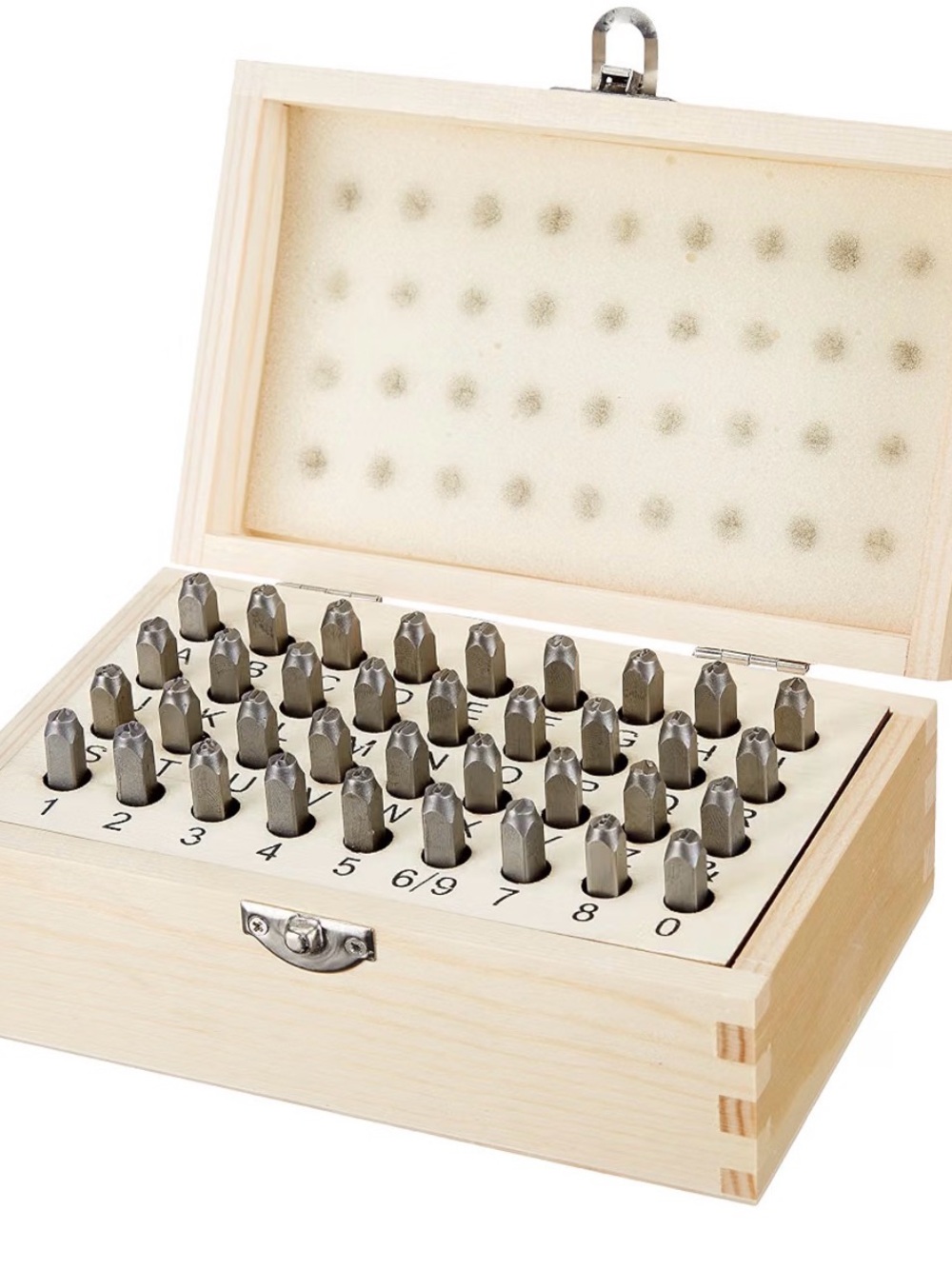 2/$25 Metal Alphabet and Number Stamp Kit Tools Set With Wooden Storage Box